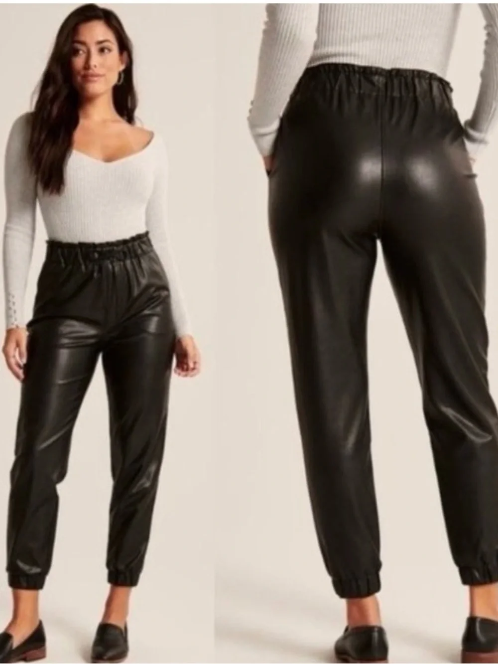 Abercrombie Black Faux Leather Joggers | Size = S